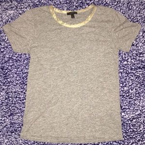 J. Crew Gold Neck Grey Short Sleeve Tee